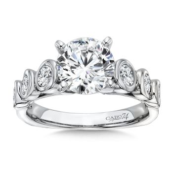Diamond Engagement Ring With Semi-Bezel Side Stones in 14K White Gold with Platinum Head (0.71ct. tw.) /CR170W