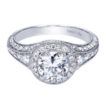 Gabriel & Co Platinum 0.66 ct Diamond Halo Engagement Ring Setting ER6503PT3JJ