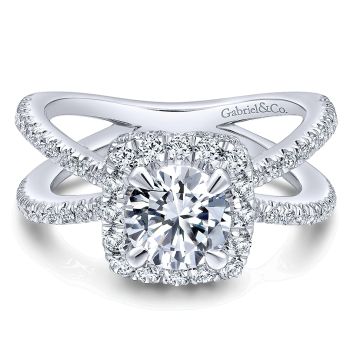 0.82 ct - Diamond Engagement Ring Set in 14k White Gold Split Shank /ER12587R4W44JJ-IGCD