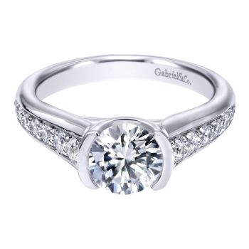 14K White Gold 0.36 ct Diamond Straight Engagement Ring 