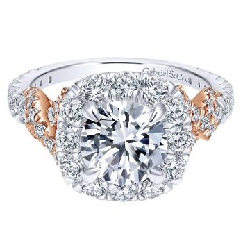 1.31 ct Diamond Engagement Ring- Set in 18k White or Pink Gold Diamond Halo /ER11972R6T84JJ-IGCD
