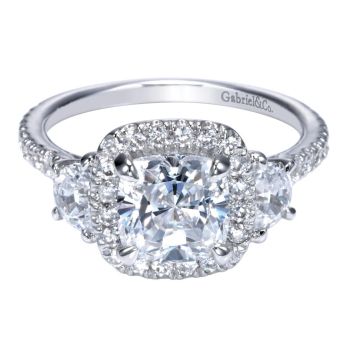 14K White Gold 0.91 ct Diamond Halo Engagement Ring Setting ER9189W44JJ