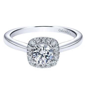 0.16 ct Diamond Engagement Ring - Set in 14k White Gold Diamond Halo /ER8262W44JJ-IGCD