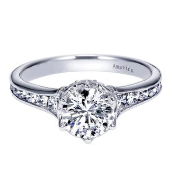 18K White Gold 0.51 ct Diamond Straight Engagement Ring Setting ER9128W83JJ