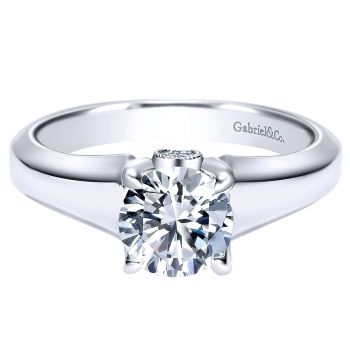 0.05 ct - Diamond Solitaire Engagement Ring Set in 
 14k White Gold / ER9031W44JJ-IGCD