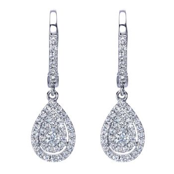 Cluster Design Diamond Drop Earrings set in 14kt White Gold 0.55ct EG11272W44JJ