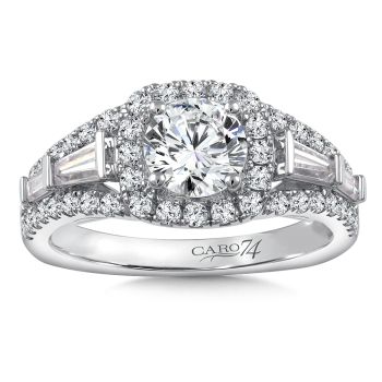 Diamond Halo Engagement Ring Mounting in 14K White Gold with Platinum Head (.71 ct. tw.) /CR804W