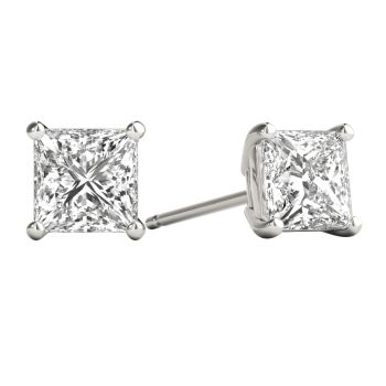 1.00ct Princess Cut Diamond Studs Earrings set in 14K Gold | HI-VS | ID-DS-HI100-PRI