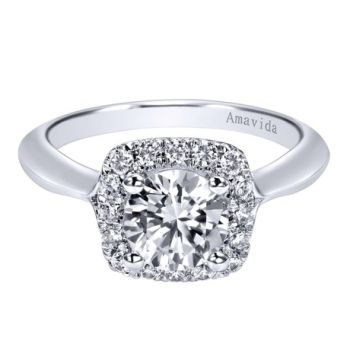 Gabriel & Co 18K White Gold 0.33 ct Diamond Halo Engagement Ring Setting ER11439R4W83JJ