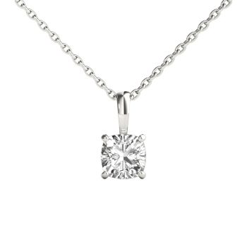0.50ct Cushion Diamond Solitaire Pendant with 18 inch Lobster claw chain | FG-VS 18K Gold