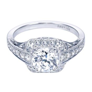 Gabriel & Co Platinum 0.52 ct Diamond Halo Engagement Ring Setting ER6513PT3JJ