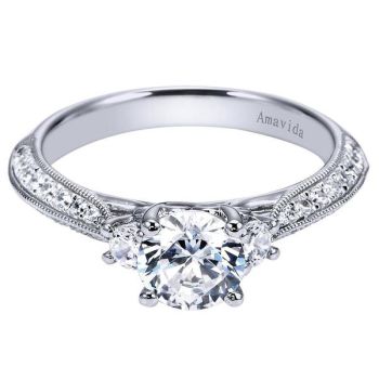14K White Gold 0.48 ct 3 Stones Diamond Engagement Ring Setting ER6371W83JJ