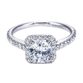 14K White Gold 0.45 ct Diamond Halo Engagement Ring Setting ER7252W44JJ