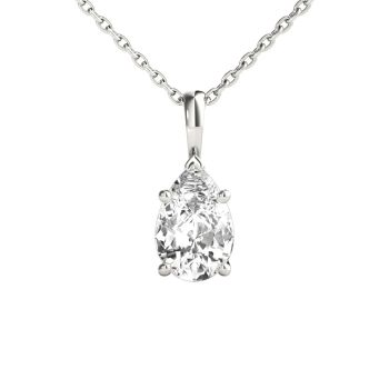 0.70ct Pear Shape Diamond Solitaire Pendant with 18 inch Lobster claw chain | HI-VS 14K Gold
