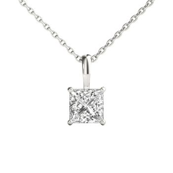 0.70ct Princess Diamond solitaire Pendant with 18 inch Lobster claw chain | FG-VS 18K Gold