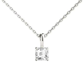 0.30ct Asscher Diamond solitaire Pendant with 18 inch Lobster claw chain | FG-VS 18K Gold