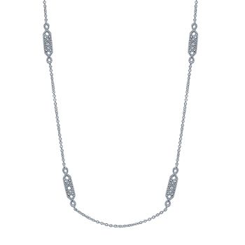 0.09 ct - Necklace
 14k White Gold Diamond Diamond By The Yard /NK756-18W45JJ-IGCD
