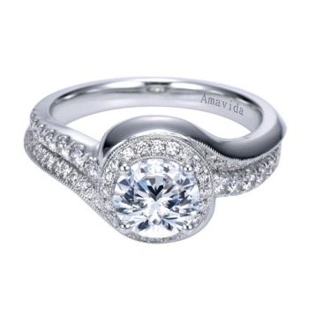Gabriel & Co 18K White Gold 0.43 ct Diamond Halo Engagement Ring Setting ER7929W83JJ