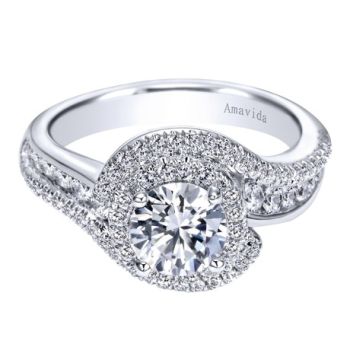 Gabriel & Co 18K White Gold 0.63 ct Diamond Halo Engagement Ring Setting ER7928W83JJ