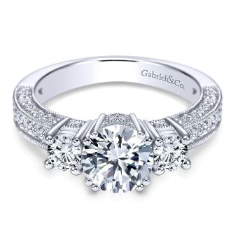 0.60 ct - 3 Stone Diamond Engagement Ring Set in 14K White Gold /ER3890W44JJ-IGCD