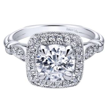 Gabriel & Co 18K White Gold 0.35 ct Diamond Halo Engagement Ring Setting ER9918W83JJ