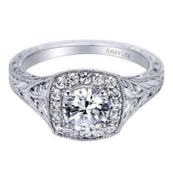Platinum 0.24 ct Diamond Halo Engagement Ring Setting ER8778PT3JJ