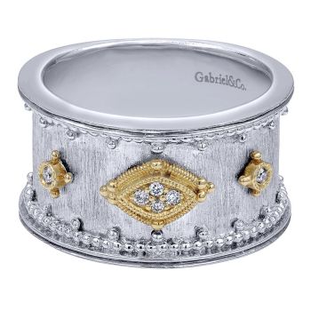 0.05 ct F-G SI Yellow Gold Diamond Fashion Ladie's Ring In Silver/18K Gold LR5826MY5JJ