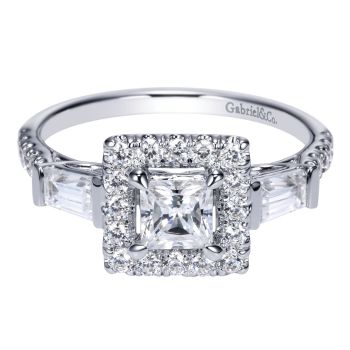 14K White Gold 0.60 ct Diamond Criss Cross Engagement Ring Setting 