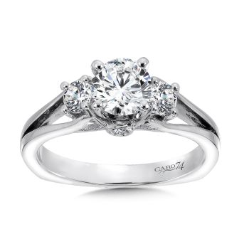 Classic Elegance Diamond Three-Stone Engagement Ring with Split Shank in 14K White Gold with Platinum Head (0.33ct. tw.) /CR289W