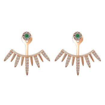 0.34 ct - Earrings
 14k Pink Gold Diamond And Emerald Peek A Boo /EG13024K45EA-IGCD