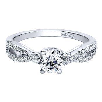 0.18 ct - Diamond Engagement Ring Set in 14k White Gold Criss Cross /ER9522W44JJ-IGCD