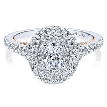1.29 ct - Pre-Set Engagement Ring
 14k White & Pink Gold Diamond Double Halo /ER913104O0T44JJ.CSD4-IGCD
