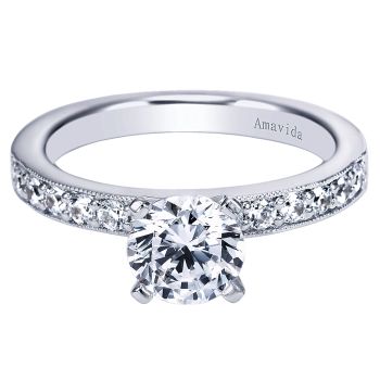 0.36 ct - Diamond Engagement Ring Set in 18k White Gold - Straight Setting /ER6218W83JJ-IGCD