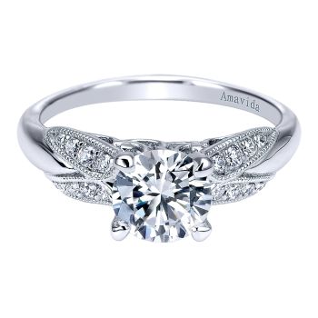 0.12 ct - Diamond Engagement Ring Set in 18k White Gold - Straight Setting /ER11911R4W83JJ-IGCD