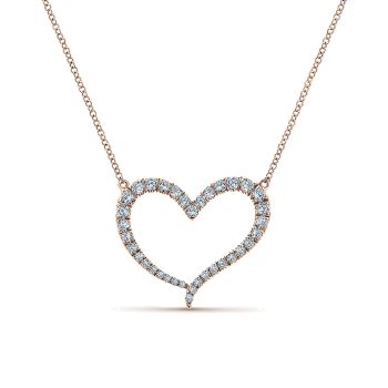 0.74 ct - Necklace
 14k Pink Gold Diamond Heart /NK5266K45JJ-IGCD