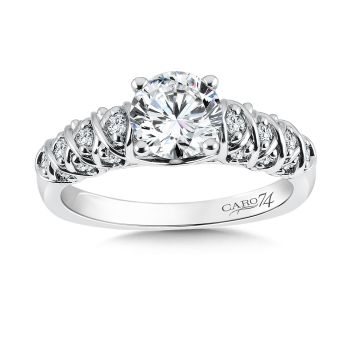 Classic Elegance Collection Engagement Ring With Diamond Side Stones in 14K White Gold with Platinum Head (0.28ct. tw.) /CR353W