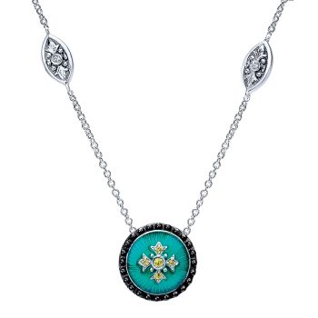 0.16 ct - Necklace
 925 Silver Yellow Sapphire Fashion /NK4431E4SVJYS-IGCD