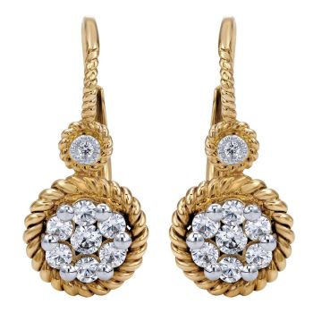 14k Yellow/white Gold Diamond Leverback Earrings 0.70 ct EG10261M44JJ