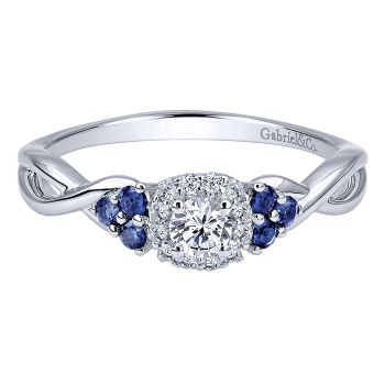 0.22 ct - Pre-Set Engagement Ring
 14k White Gold Diamond And Sapphire Halo /ER911590R0W44SA.CSD4-IGCD