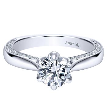 0.45 ct - Diamond Engagement Ring Set in 18k White Gold - Straight Setting /ER7939W83JJ-IGCD