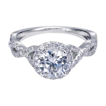 14K White Gold 0.42 ct Diamond Halo Engagement Ring Setting ER7543W44JJ