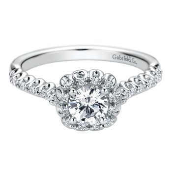 0.15 ct Diamond Engagement Ring - Set in 14k White Gold Diamond Halo /ER9528W44JJ-IGCD