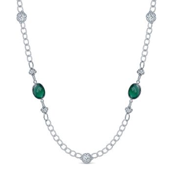 43.46 ct - Necklace
 925 Silver Green Onyx Diamond By The Yard /NK4283ETSVJGO-IGCD