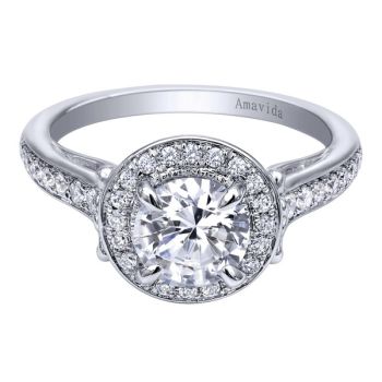 Gabriel & Co 18K White Gold 0.28 ct Diamond Halo Engagement Ring Setting ER10444W83JJ