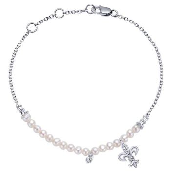 0.03 ct Diamond Pearl Chain Bracelet In Silver 925 TB3125SV5PL