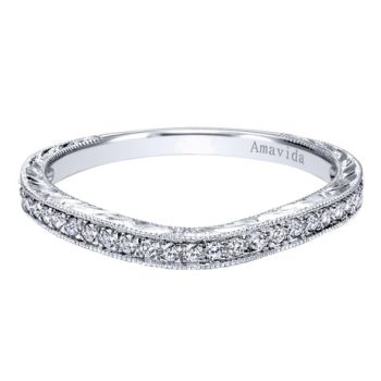 0.11 ct F-G SI Diamond Curved Wedding Band In Platinum WB10042PT3JJ
