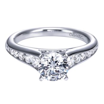 14K White Gold 0.49 ct Diamond Straight Engagement Ring Setting ER6664W44JJ