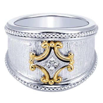0.04 ct F-G SI Yellow Gold Diamond Fashion Ladie's Ring In Silver/18K Gold LR6116MY5JJ