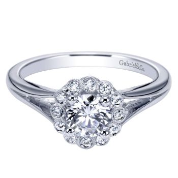 14K White Gold 0.09 ct Diamond Criss Cross Engagement Ring Setting ER8205W44JJ