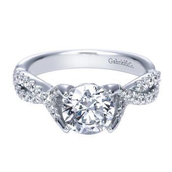 0.46 ct - Diamond Engagement Ring Set in 14k White Gold Criss Cross /ER8040W44JJ-IGCD